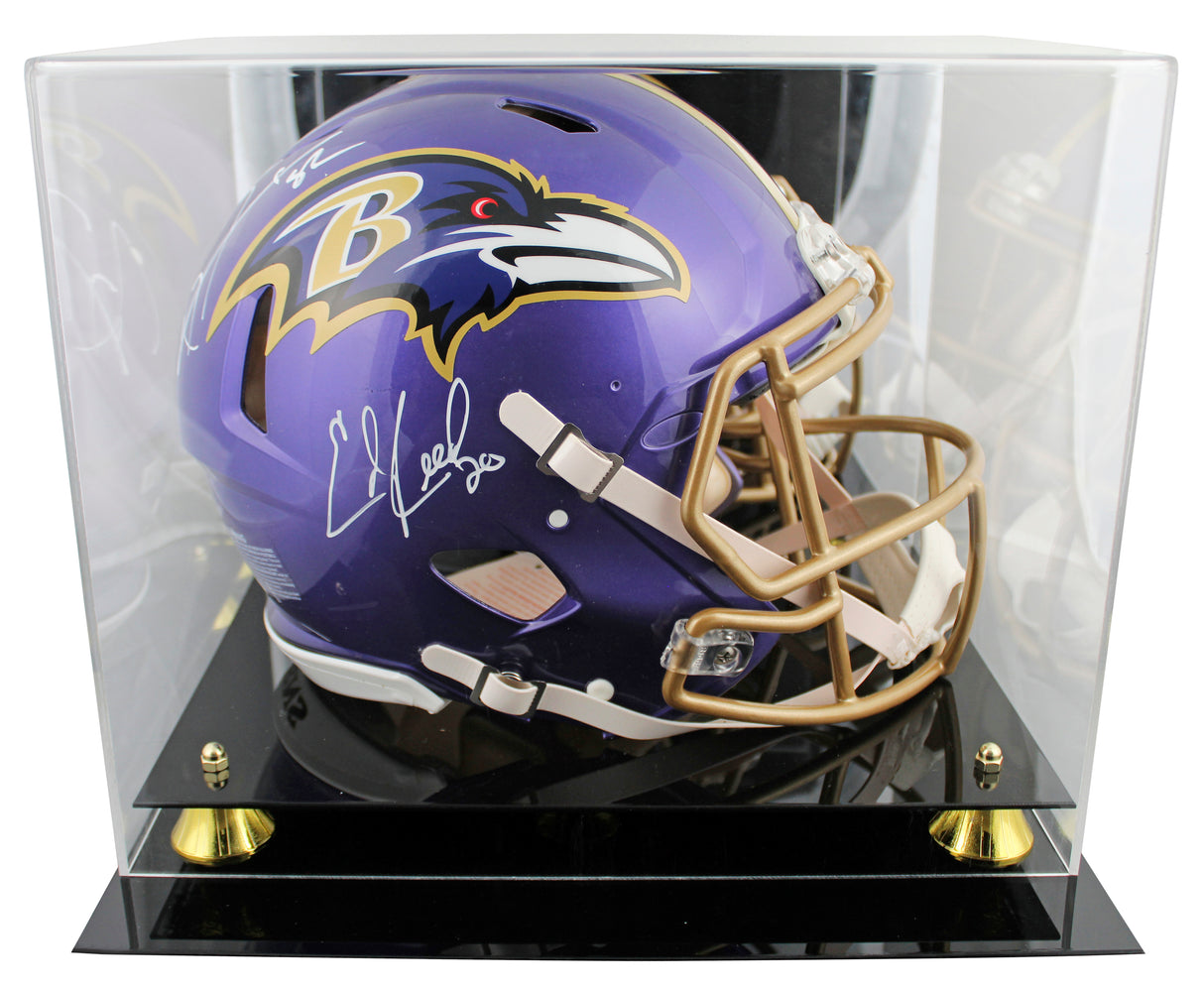 Ravens Ray Lewis & Ed Reed Signed Flash F/S Speed Proline Helmet W/ Case BAS Wit