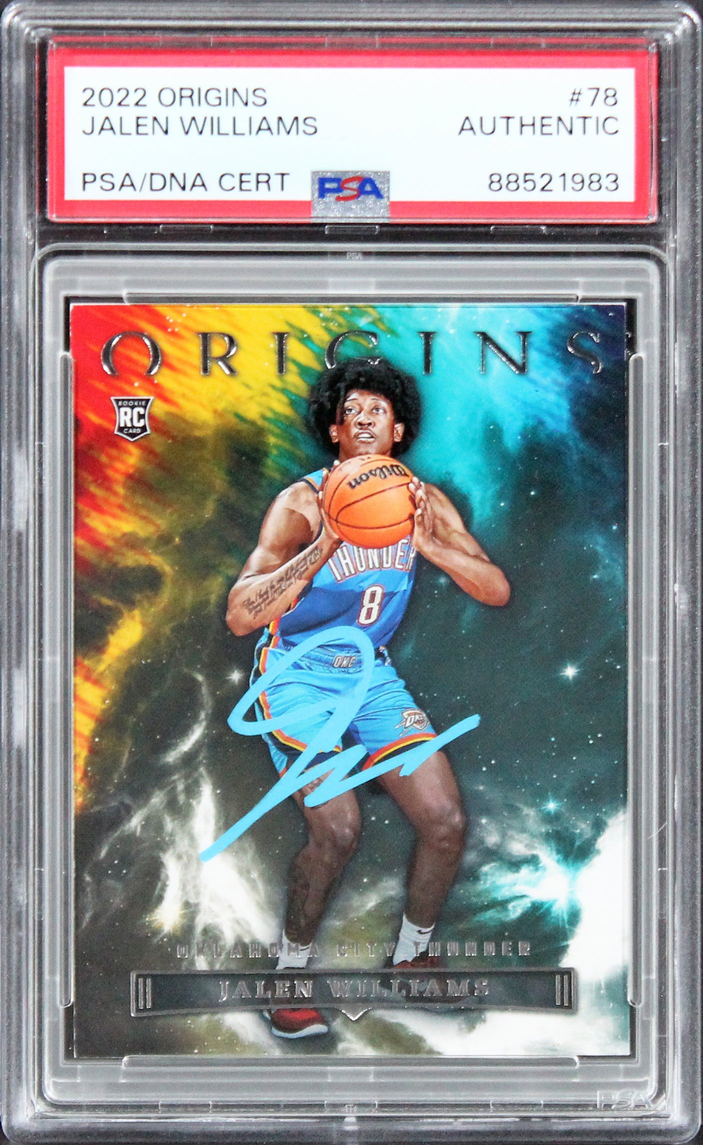 Thunder Jalen Williams Signed 2022 Panini Origins #78 Rookie Card PSA/DNA Slab