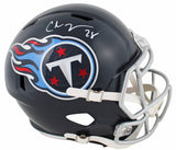 Titans Chris Johnson Signed Navy Blue Full Size Speed Rep Helmet BAS Witnessed 2