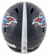 Titans Chris Johnson Signed Navy Blue Full Size Speed Rep Helmet BAS Witnessed 2