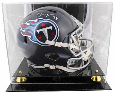 Titans Chris Johnson Signed Navy Blue Full Size Speed Rep Helmet w/ Case BAS Wit