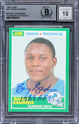 Lions Barry Sanders "1989 ROY" Signed 1989 Score #257 Rookie Auto 10! BAS Slab