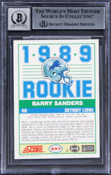 Lions Barry Sanders "1989 ROY" Signed 1989 Score #257 Rookie Auto 10! BAS Slab