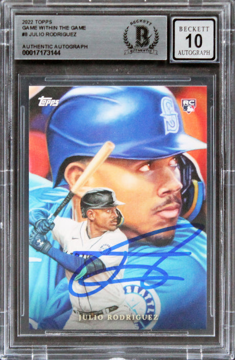 Mariners Julio Rodriguez Signed 2022 Topps GWTG #8 Rookie Card Auto 10! BAS Slab