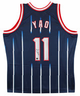 Rockets Yao Ming Signed Blue M&N 2002-03 HWC Swingman Jersey BAS Witnessed