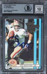 49ers Joe Montana Signed 1990 Action Packed AM #1 Card Auto 10! BAS Slabbed