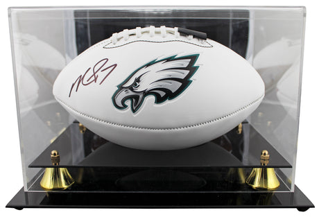 Eagles Michael Vick Signed Franklin White Panel Logo Football w/ Case BAS Wit