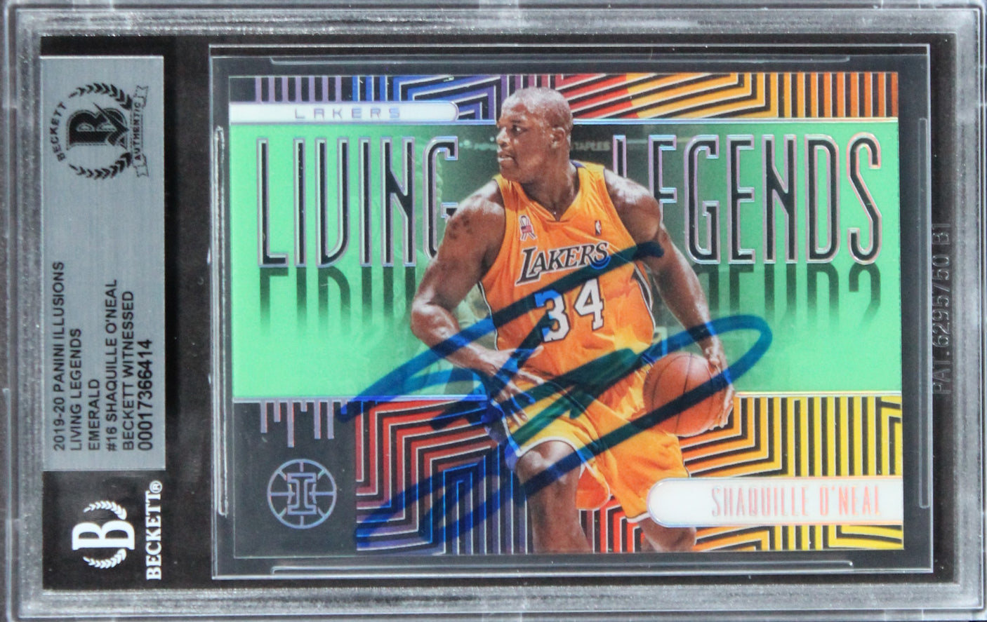 Shaquille O'Neal Signed 2019 Panini Illusions Living Legends Em #16 Card BAS