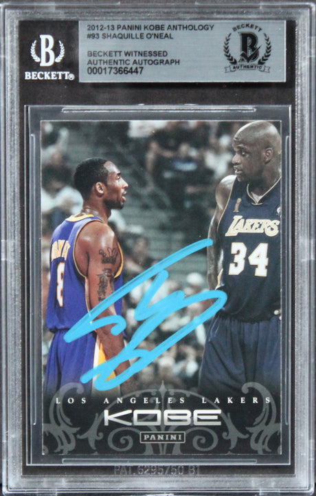 Lakers Shaquille O'Neal Signed 2012 Panini Kobe Anthology #93 Card BAS Slabbed