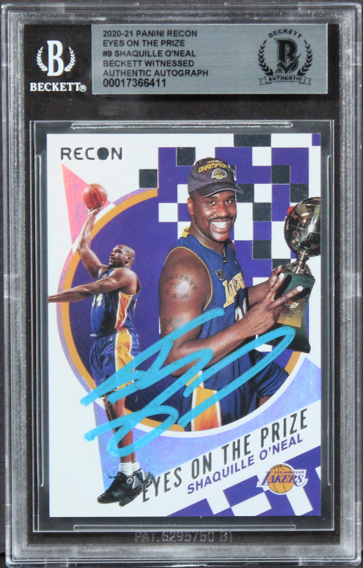 Lakers Shaquille O'Neal Signed 2020 Panini Recon EOTP #9 Card BAS Slabbed