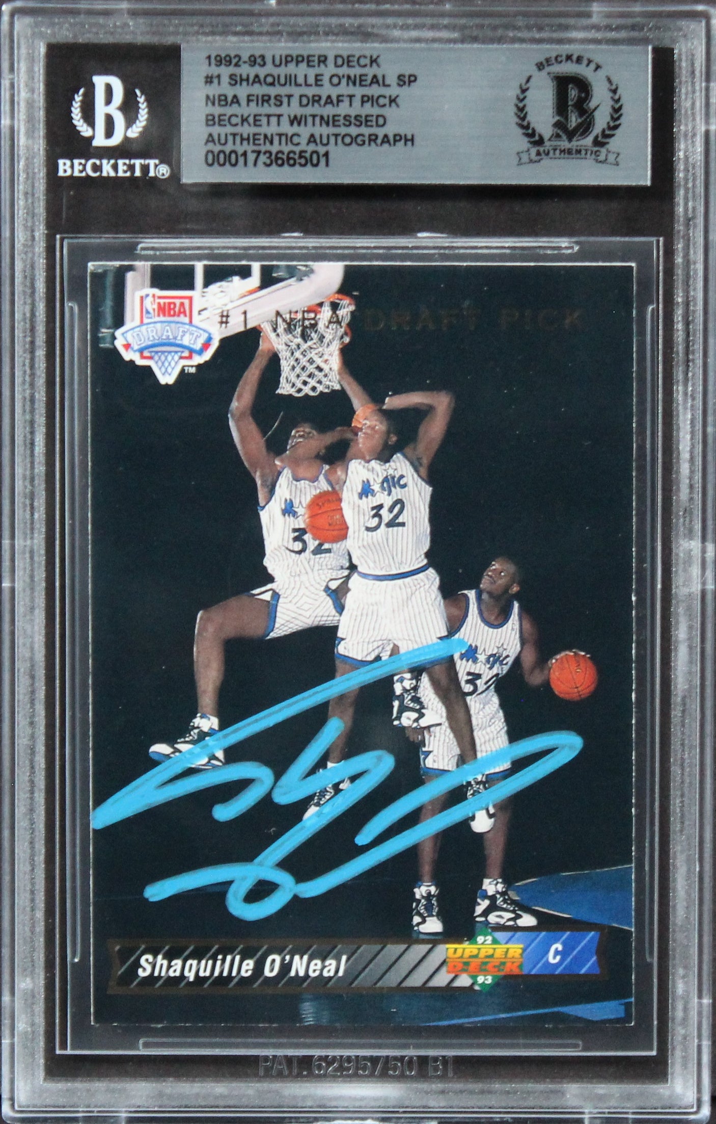 Magic Shaquille O'Neal Authentic Signed 1992 Upper Deck #1 Card BAS Slabbed