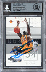 Lakers Shaquille O'Neal Authentic Signed 2002 UD Glass #35 Card BAS Slabbed