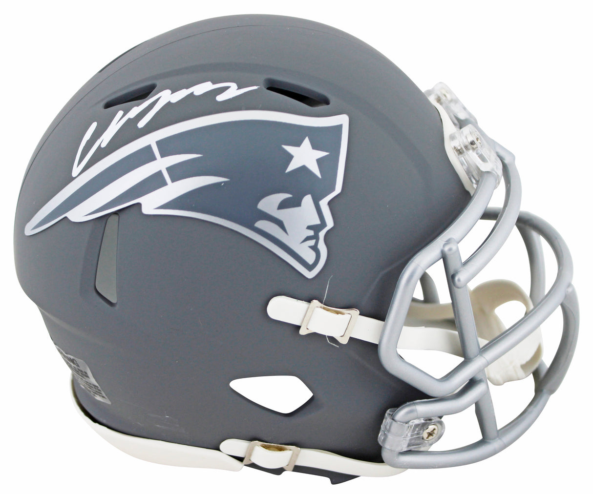 Patriots Christian Gonzalez Authentic Signed Slate Speed Mini Helmet BAS Witness