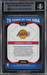 Shaquille O'Neal Signed 2021 Panini 75 Yrs NBA Prizms Silver #61 Card BAS Slab