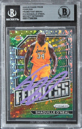 Lakers Shaquille O'Neal Signed 2022 Panini Fearless Prizms FB #14 Card BAS Slab