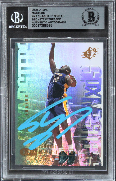 Lakers Shaquille O'Neal Authentic Signed 2000 SPX Masters #M9 Card BAS Slabbed