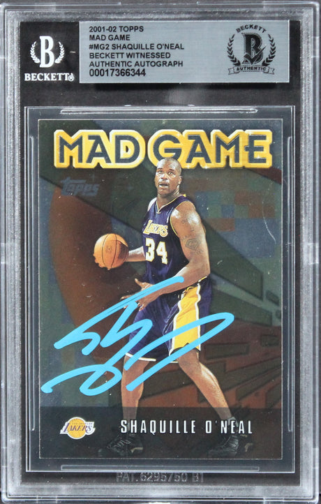 Lakers Shaquille O'Neal Authentic Signed 2001 Topps Mad Game #MG2 Card BAS Slab