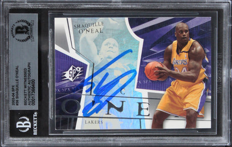 Lakers Shaquille O'Neal Authentic Signed 2003 SPX #36 Card BAS Slabbed