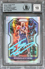 Lakers Shaquille O'Neal Signed 2020 Panini Prizm Prizms Hyper #207 Card BAS Slab