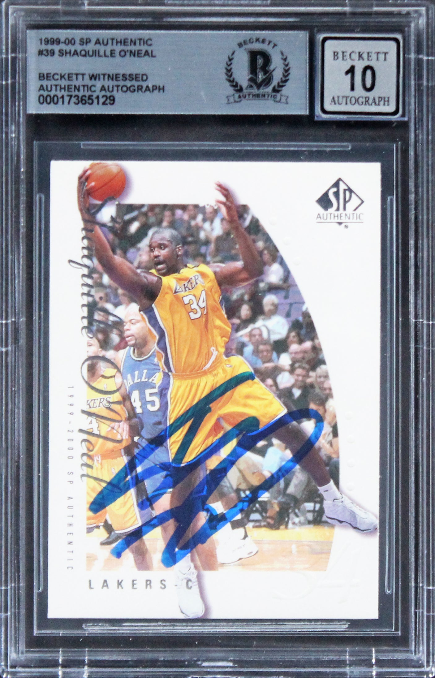 Lakers Shaquille O'Neal Signed 1999 SP Auth #39 Card Auto Graded GM 10! BAS Slab