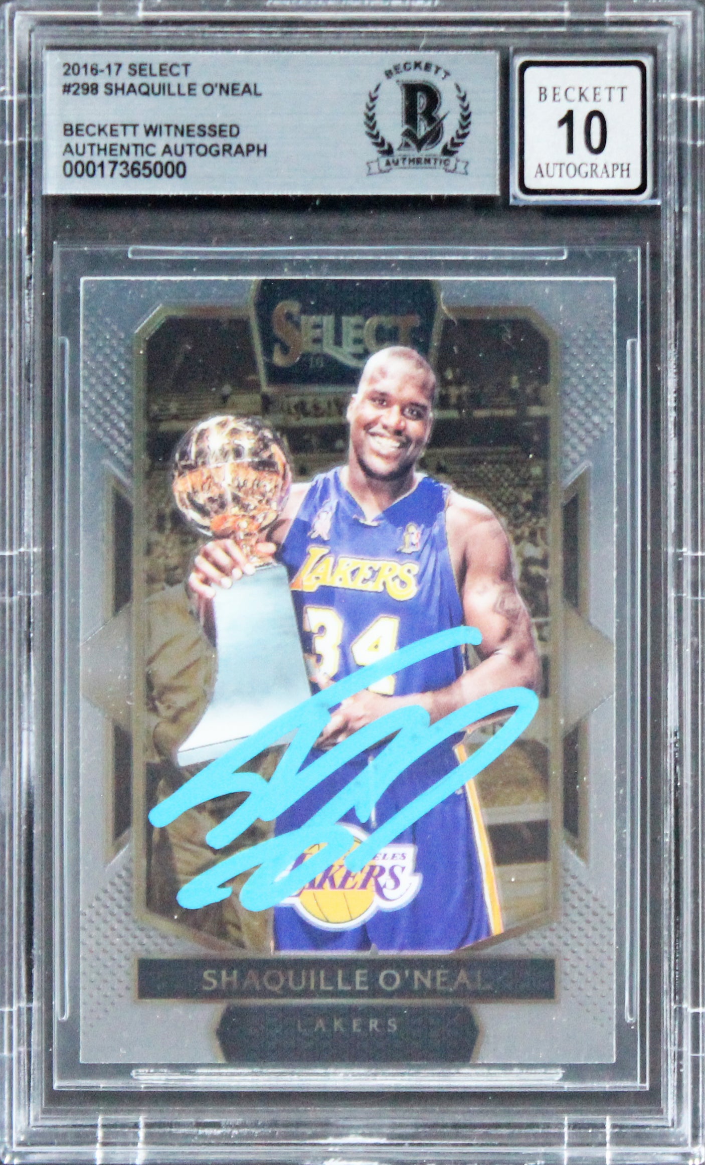 Lakers Shaquille O'Neal Signed 2016 Select #298 Card Auto Graded GM 10! BAS Slab