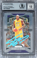 Lakers Shaquille O'Neal Signed 2019 Panini Prizm #11 Card Auto G GM 10! BAS Slab