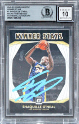 Shaquille O'Neal Signed 2020 Donruss Optic Winner Stays #1 Card Auto 10 BAS Slab