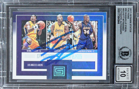 Lakers Shaquille O'Neal Signed 2017 Panini Status Factions #30 Card BAS Slabbed