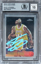 Lakers Shaquille O'Neal Authentic Signed 1996 Topps Chrome #220 Card BAS Slabbed