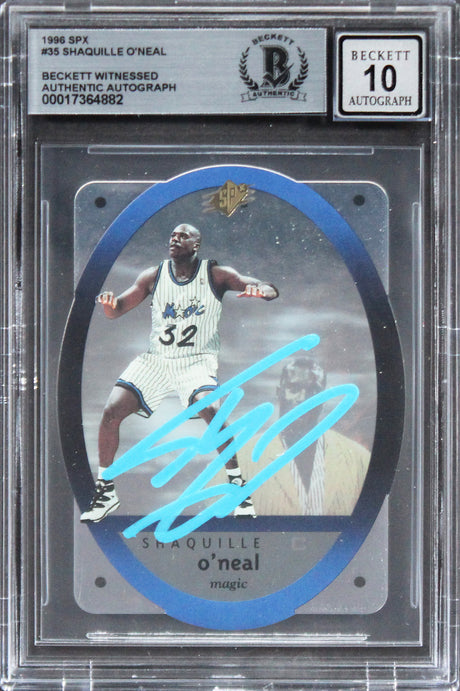 Lakers Shaquille O'Neal Authentic Signed 1996 SPX #35 Card Auto 10! BAS Slabbed