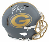 Packers Brett Favre Signed Slate Full Size Speed Proline Helmet w/ Case BAS Wit