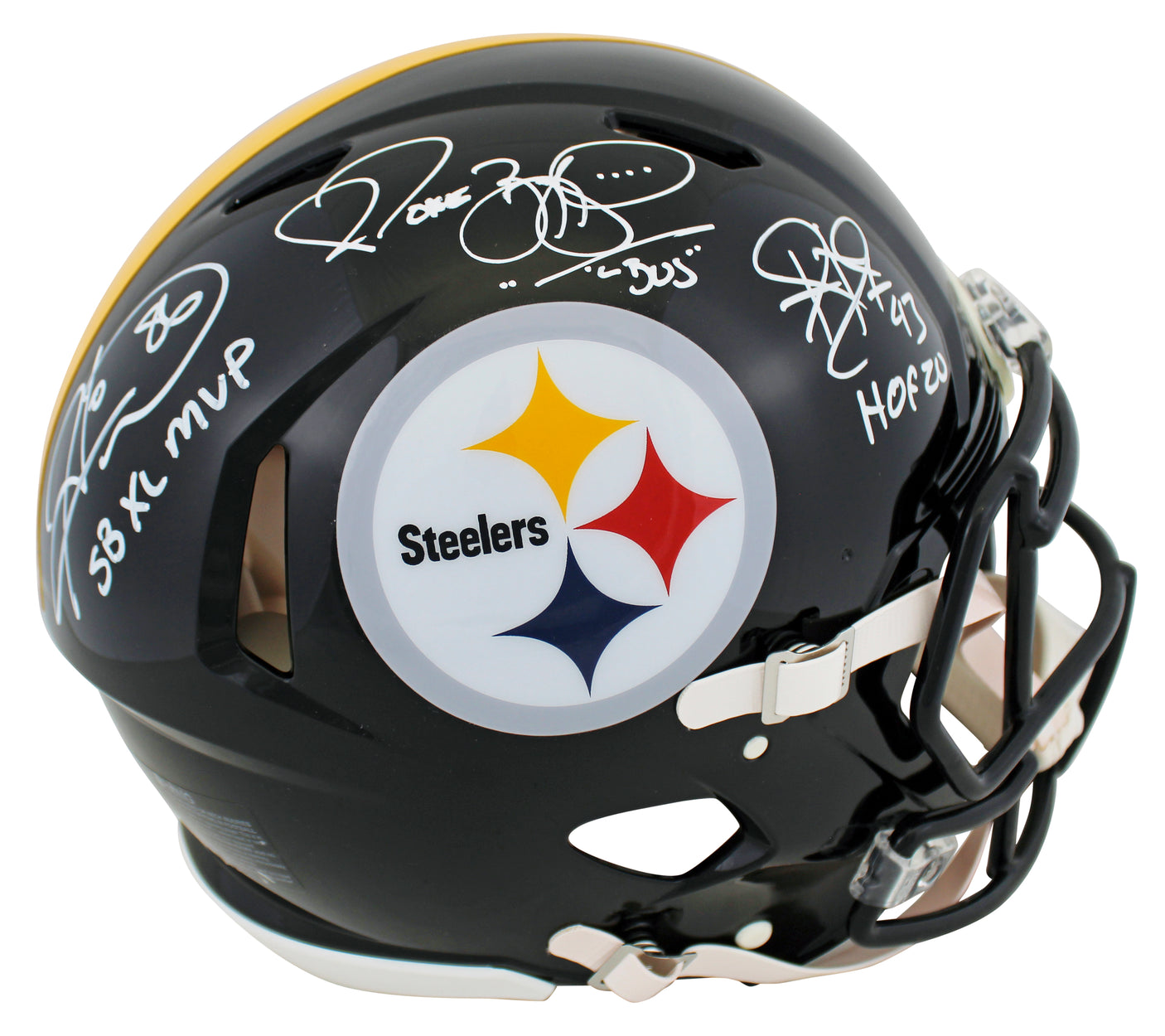 Steelers (3) Bettis, Ward & Polamalu Signed F/S Speed Proline Helmet BAS Wit