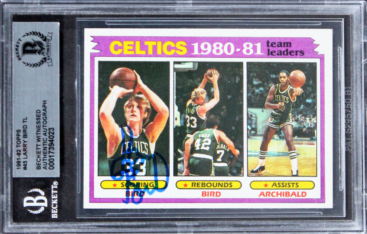 Celtics Larry Bird Authentic Signed 1981 Topps #45 Card BAS Slabbed