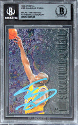 Lakers Shaquille O'Neal Authentic Signed 1996 Metal #183 Card BAS Slabbed