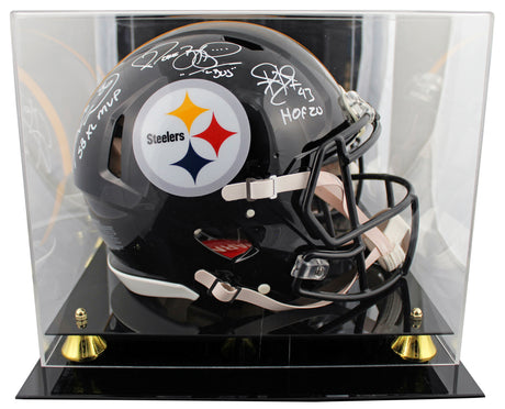 Steelers (3) Bettis, Ward & Polamalu Signed F/S Speed Proline Helmet W/ Case BAS