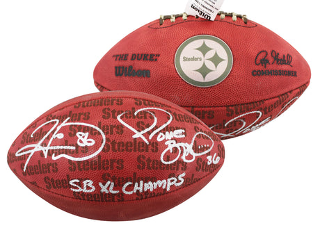 Steelers Jerome Bettis & Hines Ward Signed "Duke" Team Showcase Football BAS W