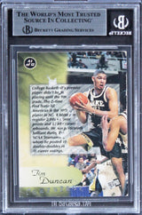 Spurs Tim Duncan Signed 1997 Press Pass All-American #A1 Rookie Card BAS Slabbed