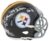 Steelers Jack Ham & Jack Lambert "HOF" Signed Speed Mini Helmet W/ Case BAS Wit