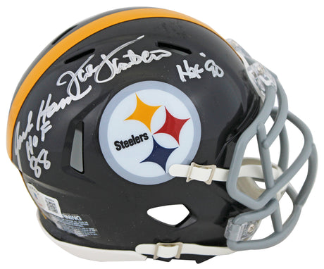 Steelers Jack Ham & Jack Lambert "HOF" Signed Speed Mini Helmet BAS Witnessed 2