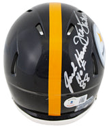 Steelers Jack Ham & Jack Lambert "HOF" Signed Speed Mini Helmet W/ Case BAS Wit