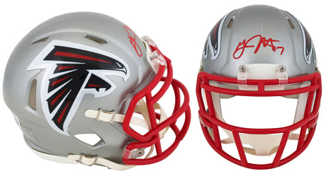 Falcons Grady Jarrett Signed Flash Speed Mini Helmet BAS Witnessed #2W354952