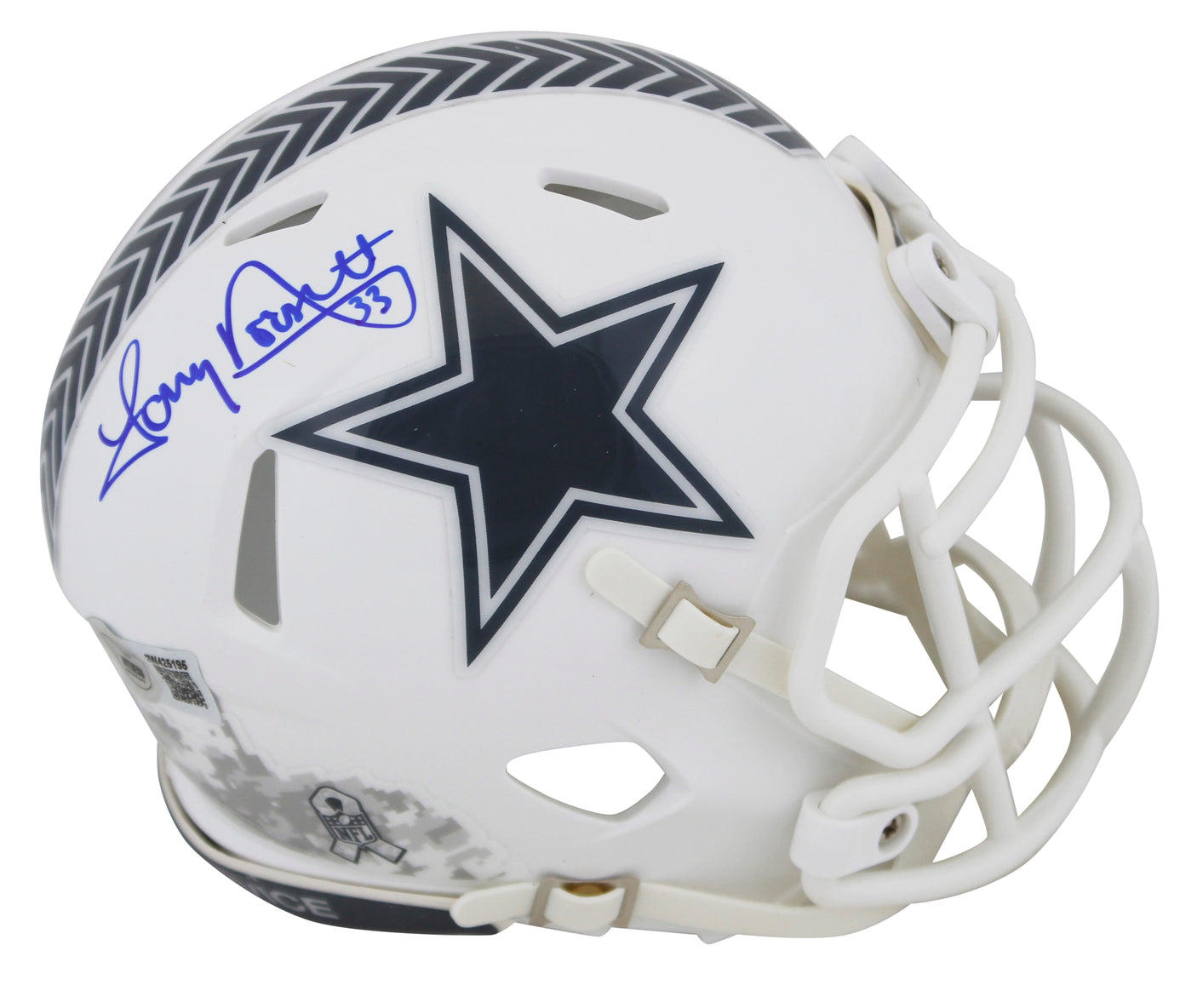 Cowboys Tony Dorsett Signed Salute To Service III Speed Mini Helmet BAS Witness