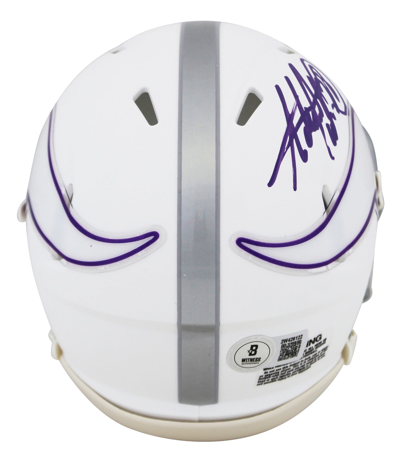 Vikings Adrian Peterson Signed 2024 On-Field Alt Speed Mini Helmet BAS Witnessed