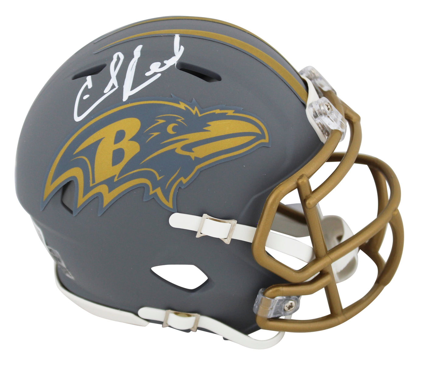 Ravens Ed Reed Authentic Signed Alternate Slate Speed Mini Helmet BAS Witnessed