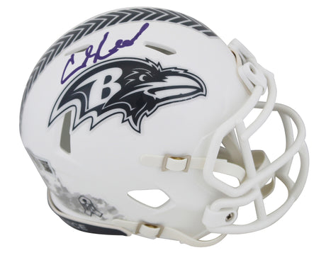 Ravens Ed Reed Signed Salute To Service III Speed Mini Helmet BAS Witnessed