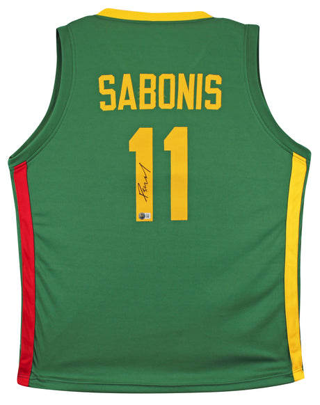 Lithuania Domantas Sabonis Authentic Signed Green Pro Style Jersey BAS Witnessed