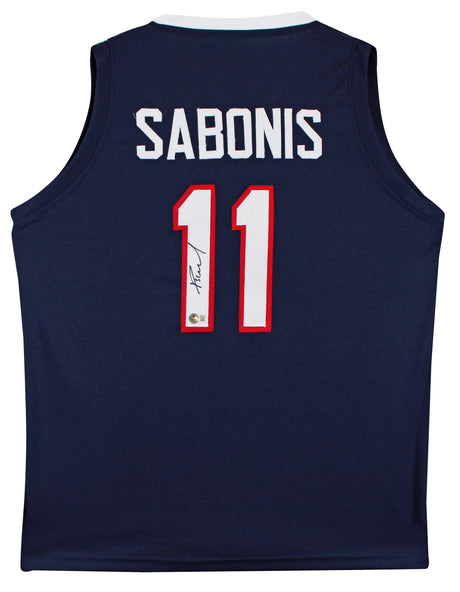 Lithuania Domantas Sabonis Signed Navy Blue Pro Style Jersey BAS Witnessed