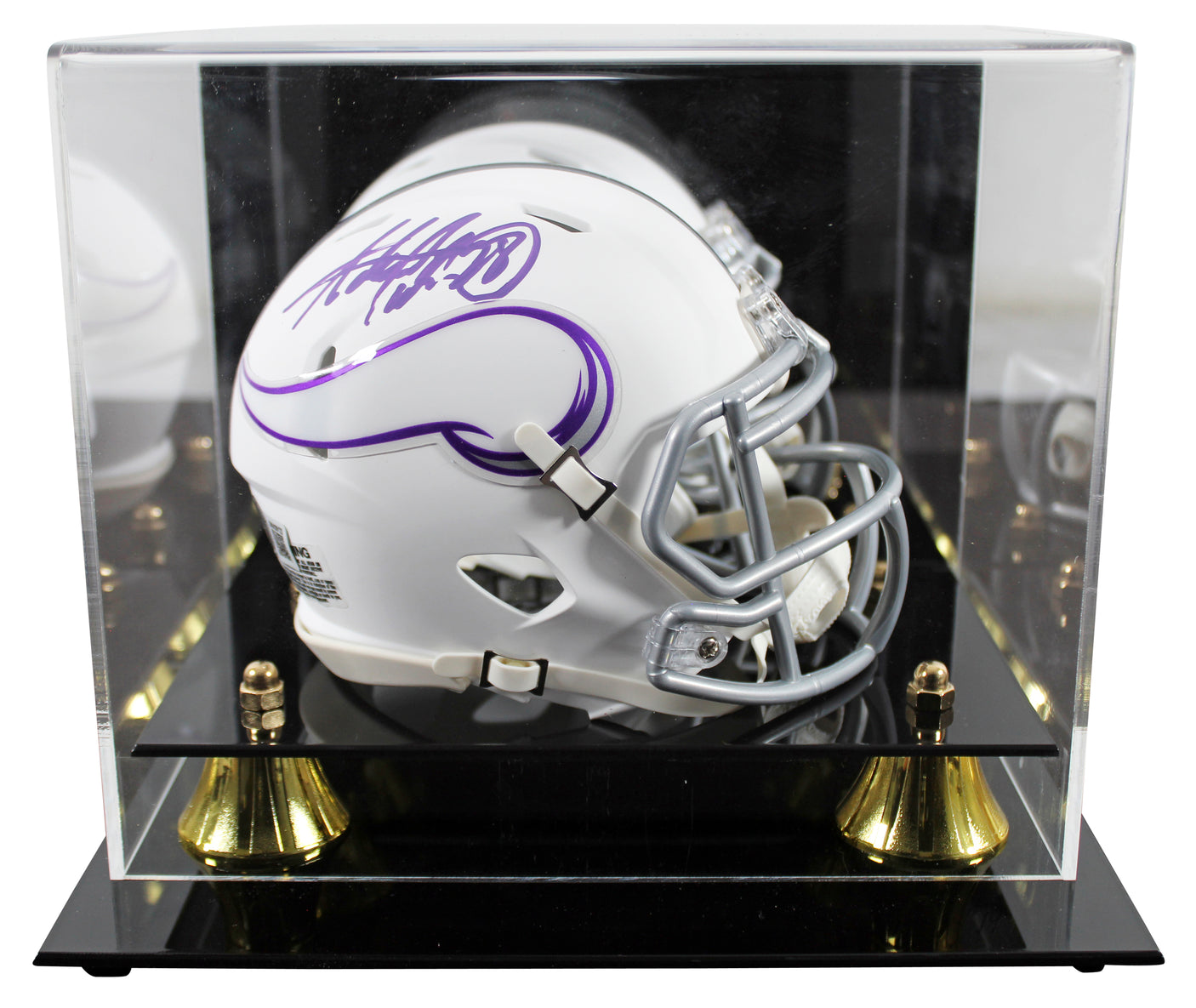 Vikings Adrian Peterson Signed 2024 On-Field Alt Speed Mini Helmet W/ Case BAS W