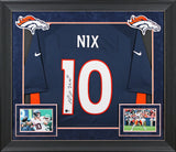 Broncos Bo Nix Signed Navy Blue Nike Limited Framed Jersey BAS Witnessed