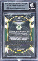 Bucks Giannis Antetokounmpo Signed 2020 Select Prizms #54 Card BAS Slabbed